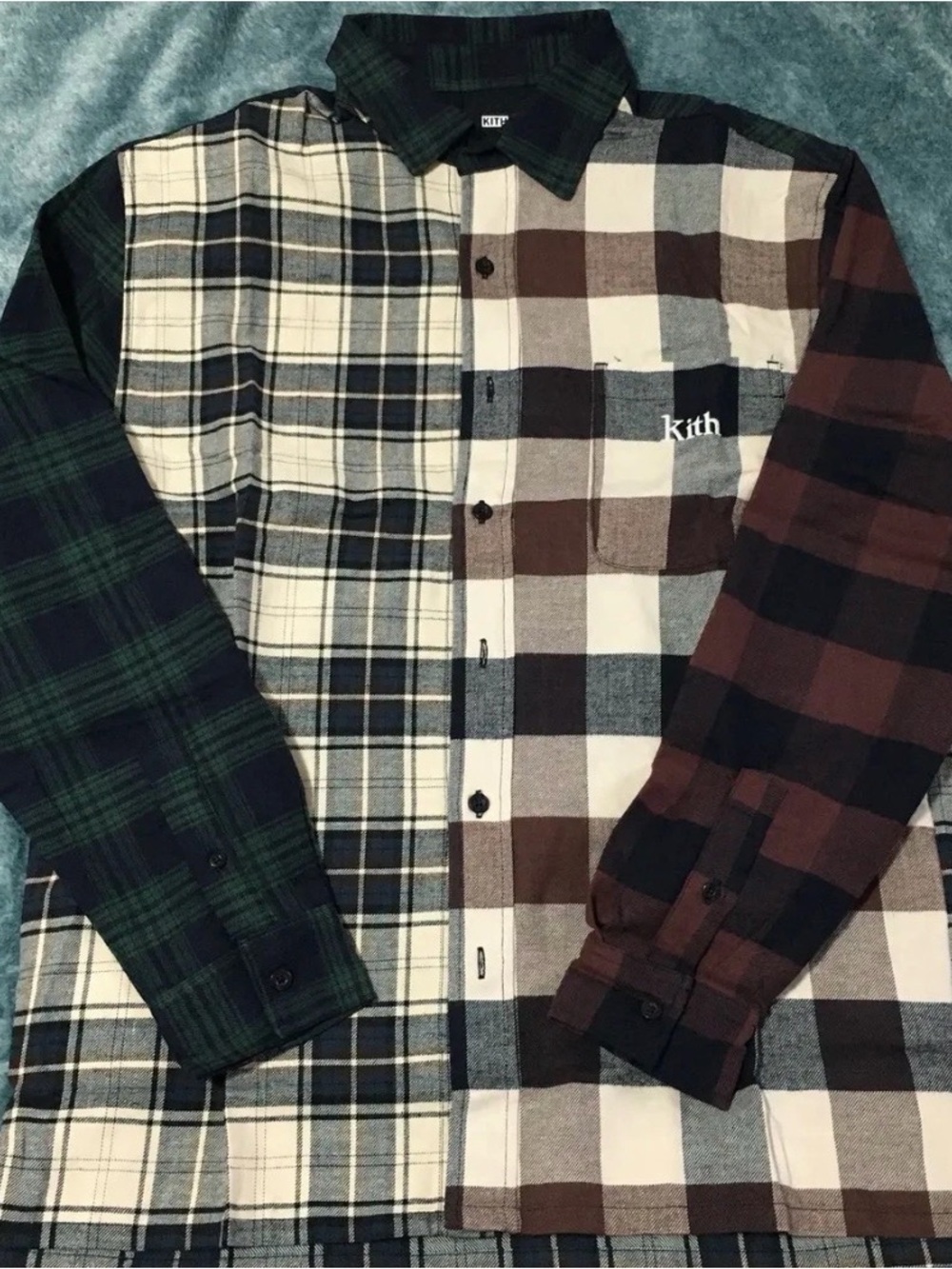 Men's KITH 'Ludlow' Mix Plaid 100% Soft Twill Cotton Loose Fit Casual Shirt XL